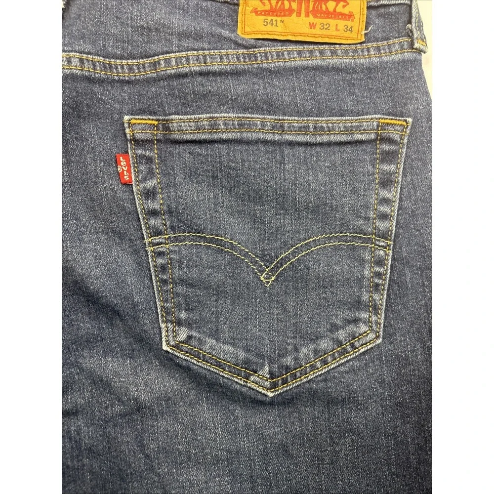 Levis 541 Jeans Mens 32x34 Blue Dark‎ Wash Cotton Stretch Slim Fit Denim